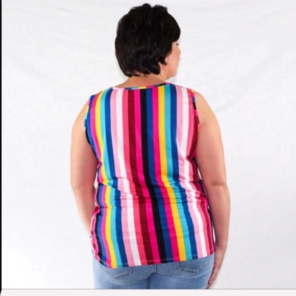 Sunday Morning Plus size Rainbow Striped tank top - Picture 3 of 3